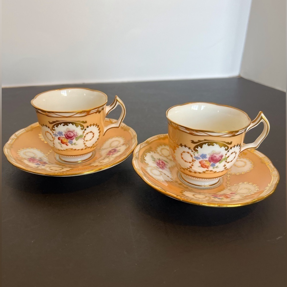 Set of Two Demitasse Cups and Saucers Crescent and Sons England
